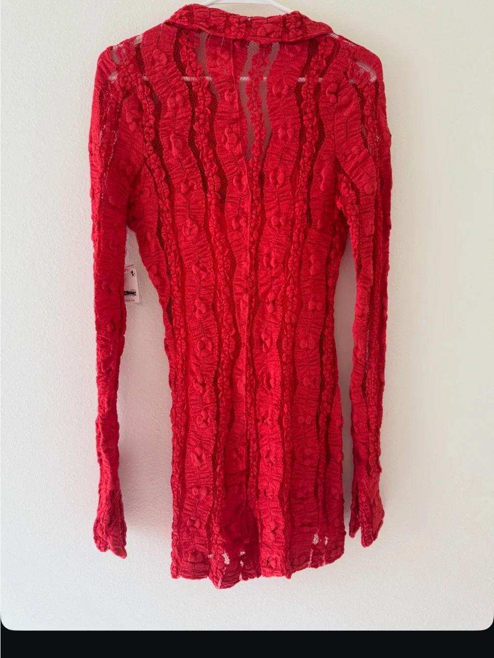 Free People Red Textured Button-Front dress size Small
